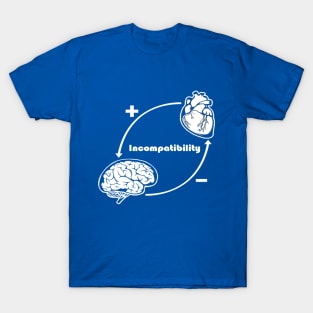 Finest Prints incompatibility Brain and Heart Men's T-Shirt T-Shirt